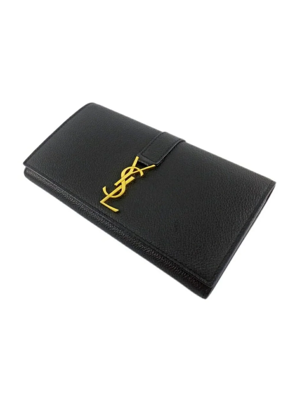 Saint Laurent Ten YSL Line Large Flap Wallet Gold Black